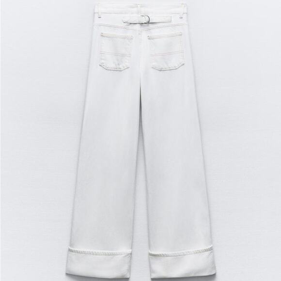 ZARA TRF HIGH WAIST TURNED UP JEANS - Picture 7 of 9